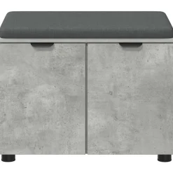 vidaXL Banco de entrada con cojín Gris Concreto 60 x 38 x 46 cm Gris hormig&oacute;n Discount