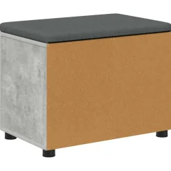 vidaXL Banco de entrada con cojín Gris Concreto 60 x 38 x 46 cm Gris hormig&oacute;n Discount