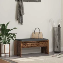 vidaXL Bancos-Banco de entrada con cojín Madera vieja 83 x 38 x 40 cm
