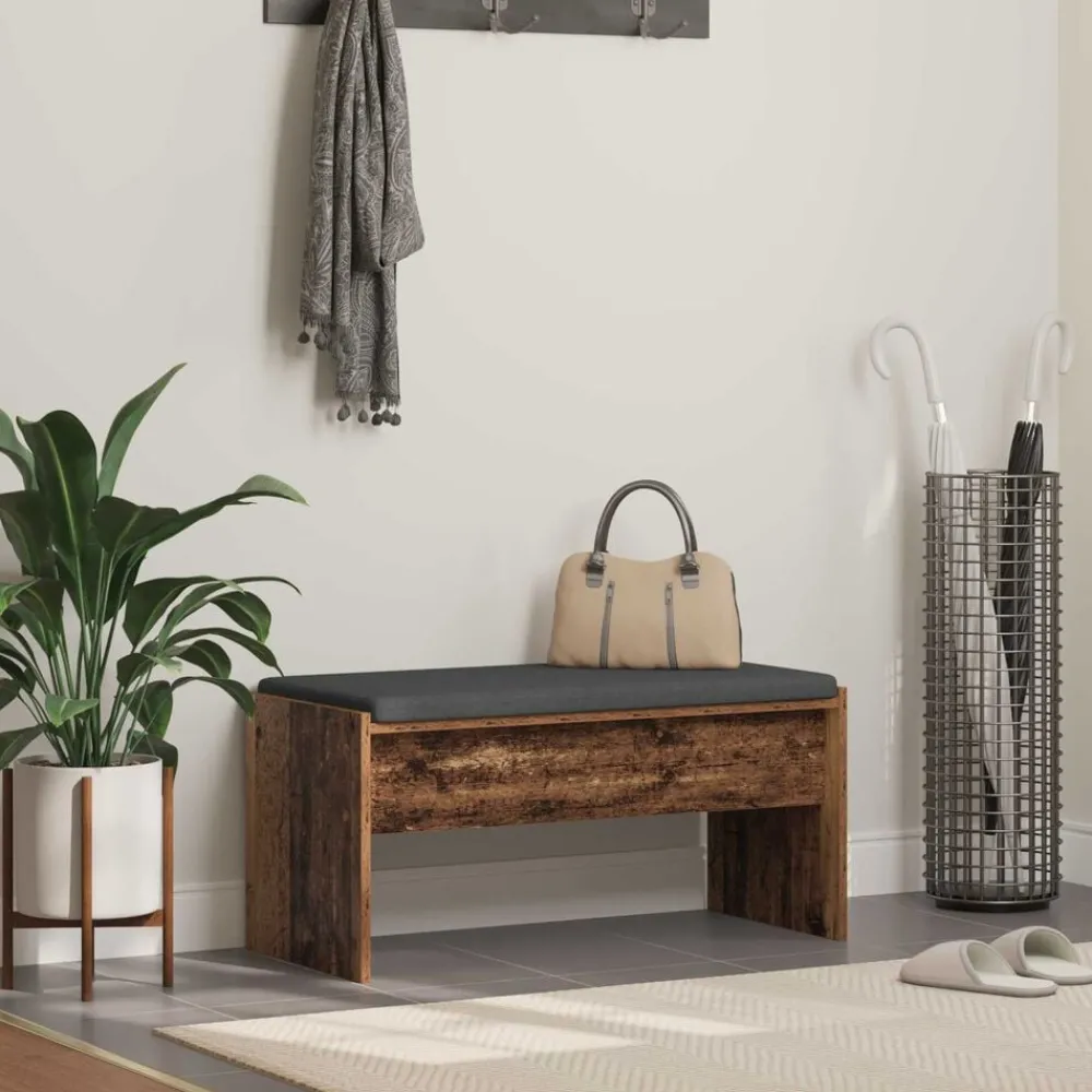 vidaXL Bancos-Banco de entrada con cojín Madera vieja 83 x 38 x 40 cm