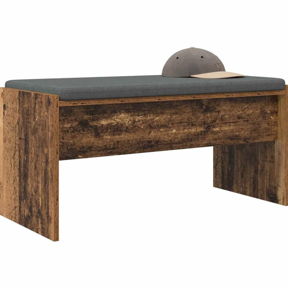 vidaXL Bancos-Banco de entrada con cojín Madera vieja 83 x 38 x 40 cm