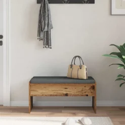vidaXL Bancos-Banco de entrada con cojín Madera vieja 83 x 38 x 40 cm
