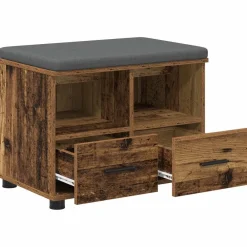 vidaXL Bancos-Banco de entrada con cojín Madera vieja 60 x 38 x 46 cm