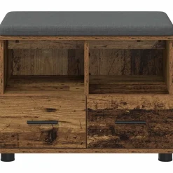 vidaXL Bancos-Banco de entrada con cojín Madera vieja 60 x 38 x 46 cm