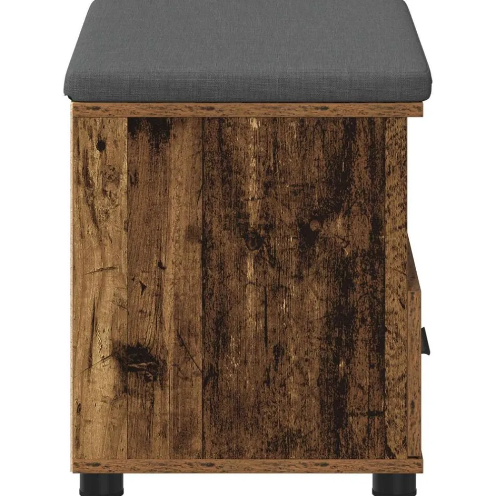 vidaXL Bancos-Banco de entrada con cojín Madera vieja 60 x 38 x 46 cm