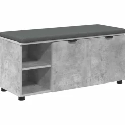 vidaXL Bancos-Banco de entrada con cojín Gris Concreto 100 x 38 x 46 cm