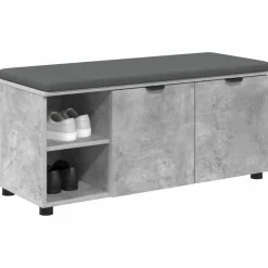 vidaXL Bancos-Banco de entrada con cojín Gris Concreto 100 x 38 x 46 cm