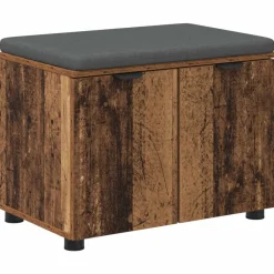 vidaXL Banco de entrada con cojín Madera vieja 60 x 38 x 46 cm Madera envejecida Online
