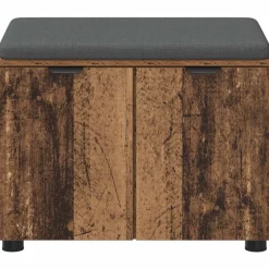 vidaXL Banco de entrada con cojín Madera vieja 60 x 38 x 46 cm Madera envejecida Online