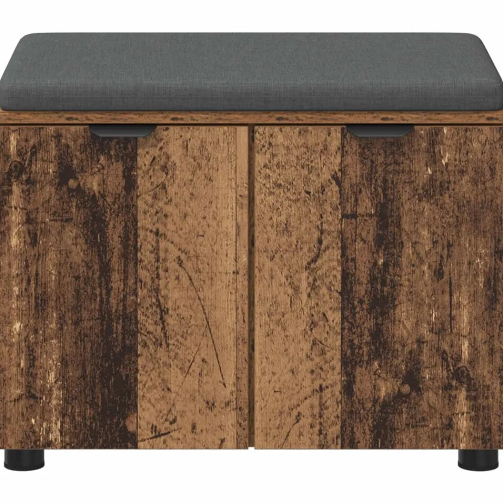 vidaXL Banco de entrada con cojín Madera vieja 60 x 38 x 46 cm Madera envejecida Online