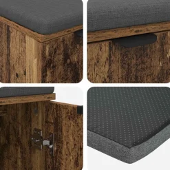 vidaXL Banco de entrada con cojín Madera vieja 60 x 38 x 46 cm Madera envejecida Online