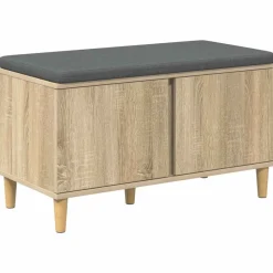vidaXL Banco de entrada con cojín 80 x 38 x 46 cm Roble Sonoma New