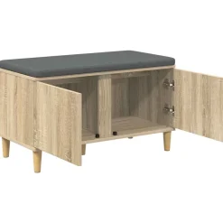 vidaXL Banco de entrada con cojín 80 x 38 x 46 cm Roble Sonoma New