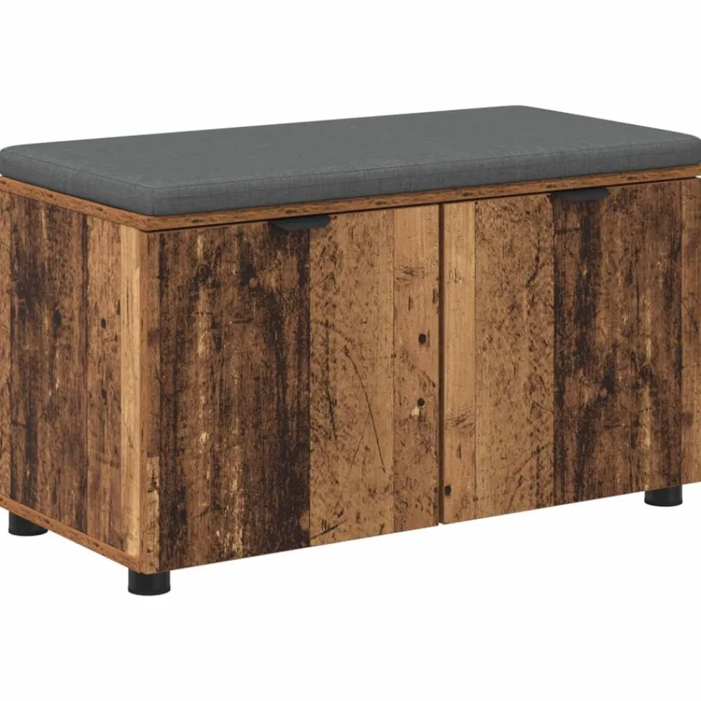vidaXL Bancos-Banco de entrada con cojín Madera vieja 80 x 38 x 46 cm