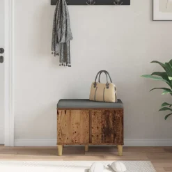 vidaXL Bancos-Banco de entrada con cojín Madera vieja 60 x 38 x 46 cm