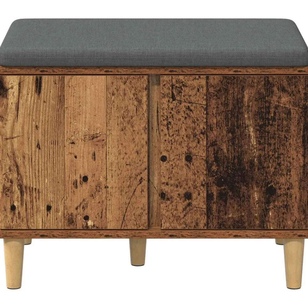 vidaXL Bancos-Banco de entrada con cojín Madera vieja 60 x 38 x 46 cm