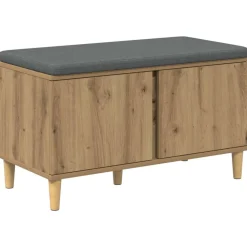 vidaXL Banco de entrada con cojín Roble Artesanal 80 x 38 x 46 cm Roble artisan Clearance