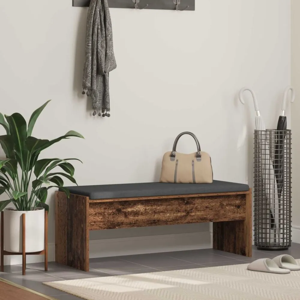 vidaXL Bancos-Banco de entrada con cojín Madera vieja 103 x 38 x 40 cm