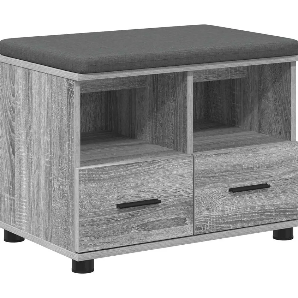vidaXL Banco de entrada con cojín 60 x 38 x 46 cm Gris sonoma