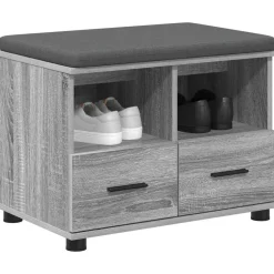 vidaXL Banco de entrada con cojín 60 x 38 x 46 cm Gris sonoma