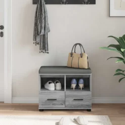 vidaXL Banco de entrada con cojín 60 x 38 x 46 cm Gris sonoma