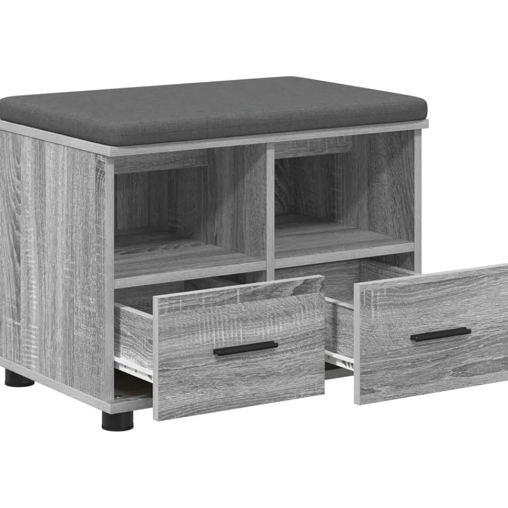 vidaXL Banco de entrada con cojín 60 x 38 x 46 cm Gris sonoma