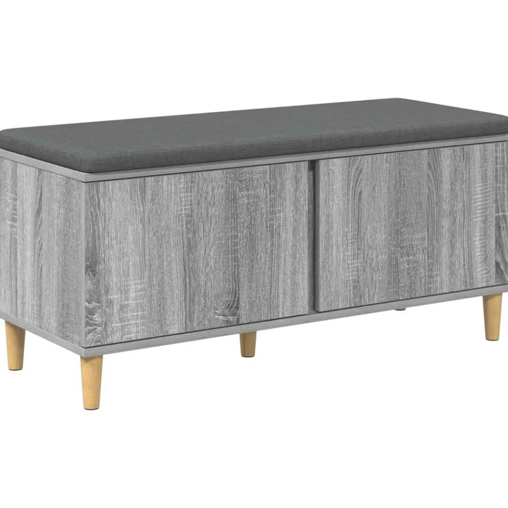 vidaXL Banco de entrada con cojín 100 x 38 x 46 cm Gris sonoma Best