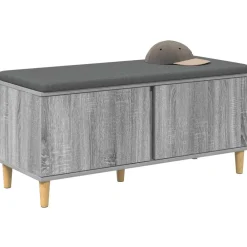 vidaXL Banco de entrada con cojín 100 x 38 x 46 cm Gris sonoma Best