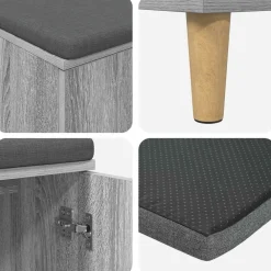 vidaXL Banco de entrada con cojín 100 x 38 x 46 cm Gris sonoma Best