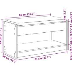 vidaXL Banco de entrada con cojín Roble Ahumado 83 x 38 x 45 cm Clearance
