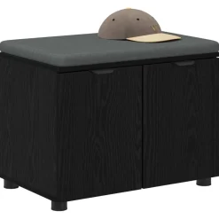 vidaXL Banco de entrada con cojín 60 x 38 x 46 cm Roble negro Best