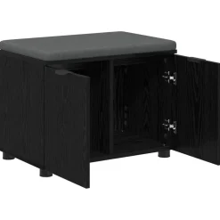 vidaXL Banco de entrada con cojín 60 x 38 x 46 cm Roble negro Best