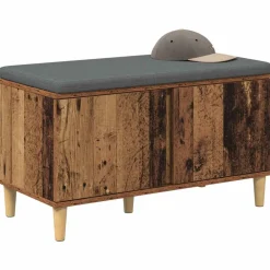 vidaXL Banco de entrada con cojín Madera vieja 80 x 38 x 46 cm Madera envejecida Online