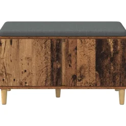 vidaXL Banco de entrada con cojín Madera vieja 80 x 38 x 46 cm Madera envejecida Online