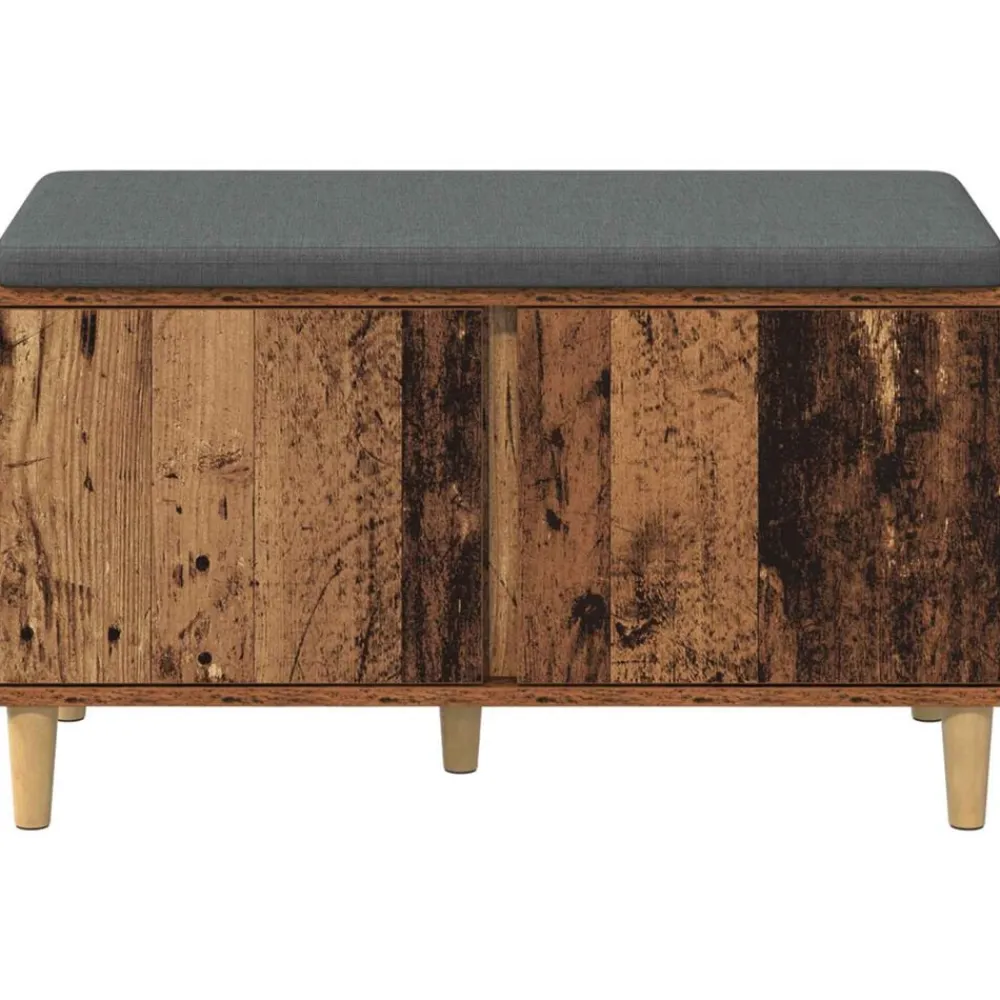 vidaXL Banco de entrada con cojín Madera vieja 80 x 38 x 46 cm Madera envejecida Online