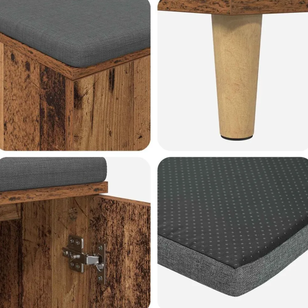 vidaXL Banco de entrada con cojín Madera vieja 80 x 38 x 46 cm Madera envejecida Online