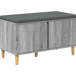 vidaXL Banco de entrada con cojín 80 x 38 x 46 cm Gris sonoma Outlet