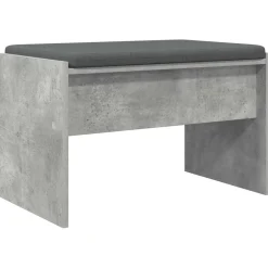 vidaXL Banco de entrada con cojín Gris Concreto 63 x 38 x 40 cm Gris hormig&oacute;n Discount