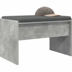 vidaXL Banco de entrada con cojín Gris Concreto 63 x 38 x 40 cm Gris hormig&oacute;n Discount
