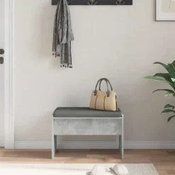 vidaXL Banco de entrada con cojín Gris Concreto 63 x 38 x 40 cm Gris hormig&oacute;n Discount