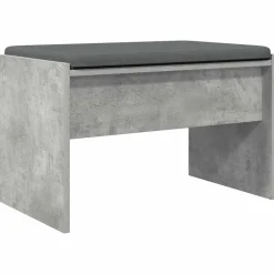 vidaXL Banco de entrada con cojín Gris Concreto 63 x 38 x 40 cm Gris hormig&oacute;n Discount