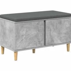 vidaXL Banco de entrada con cojín Gris Concreto 80 x 38 x 46 cm Gris hormig&oacute;n New