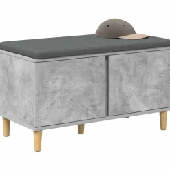 vidaXL Banco de entrada con cojín Gris Concreto 80 x 38 x 46 cm Gris hormig&oacute;n New