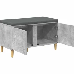 vidaXL Banco de entrada con cojín Gris Concreto 80 x 38 x 46 cm Gris hormig&oacute;n New