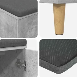 vidaXL Banco de entrada con cojín Gris Concreto 80 x 38 x 46 cm Gris hormig&oacute;n New
