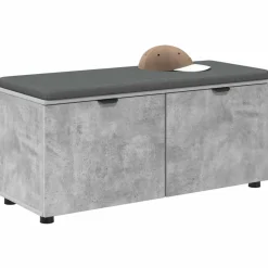 vidaXL Banco de entrada con cojín Gris Concreto 100 x 38 x 46 cm Gris hormig&oacute;n Hot