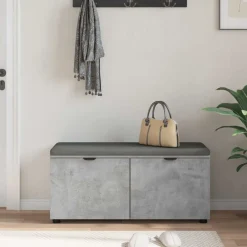 vidaXL Banco de entrada con cojín Gris Concreto 100 x 38 x 46 cm Gris hormig&oacute;n Hot