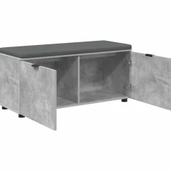 vidaXL Banco de entrada con cojín Gris Concreto 100 x 38 x 46 cm Gris hormig&oacute;n Hot
