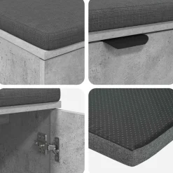 vidaXL Banco de entrada con cojín Gris Concreto 100 x 38 x 46 cm Gris hormig&oacute;n Hot