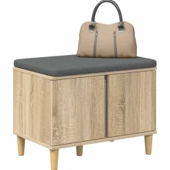 vidaXL Banco de entrada con cojín 60 x 38 x 46 cm Roble Sonoma Hot